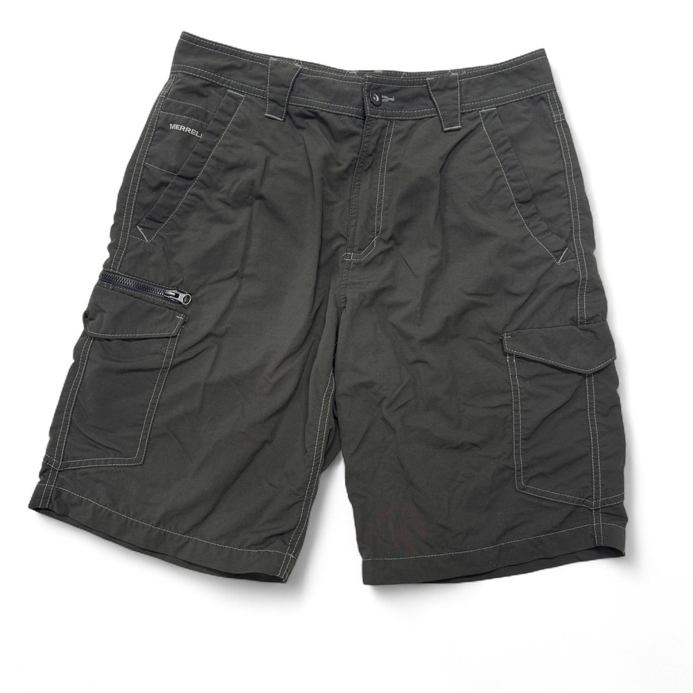Merrell Cargo Shorts Mens 32 Gray Nylon Opti Wick UPF 50+ Outdoor Hiking‎